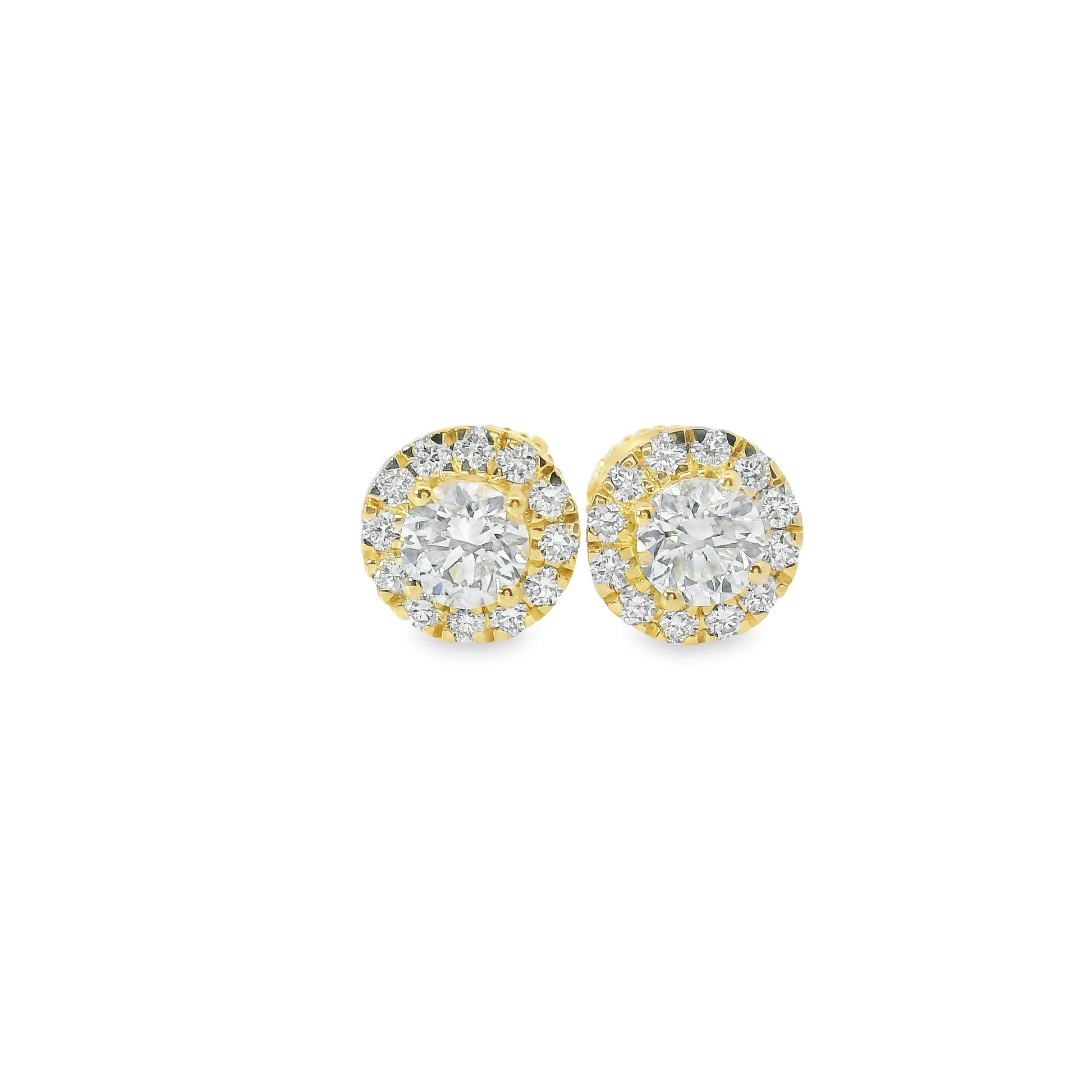 Round Shape Diamond Earrings 14K Gold 1.00 Carat