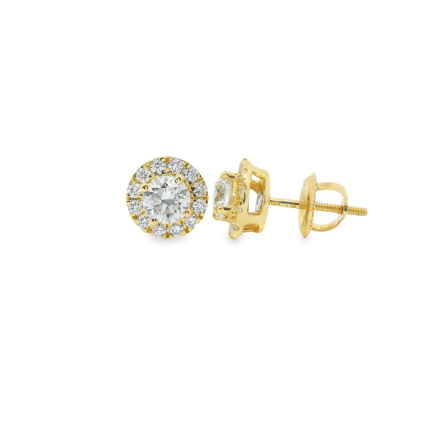 Round Shape Diamond Earrings 14K Gold 1.00 Carat