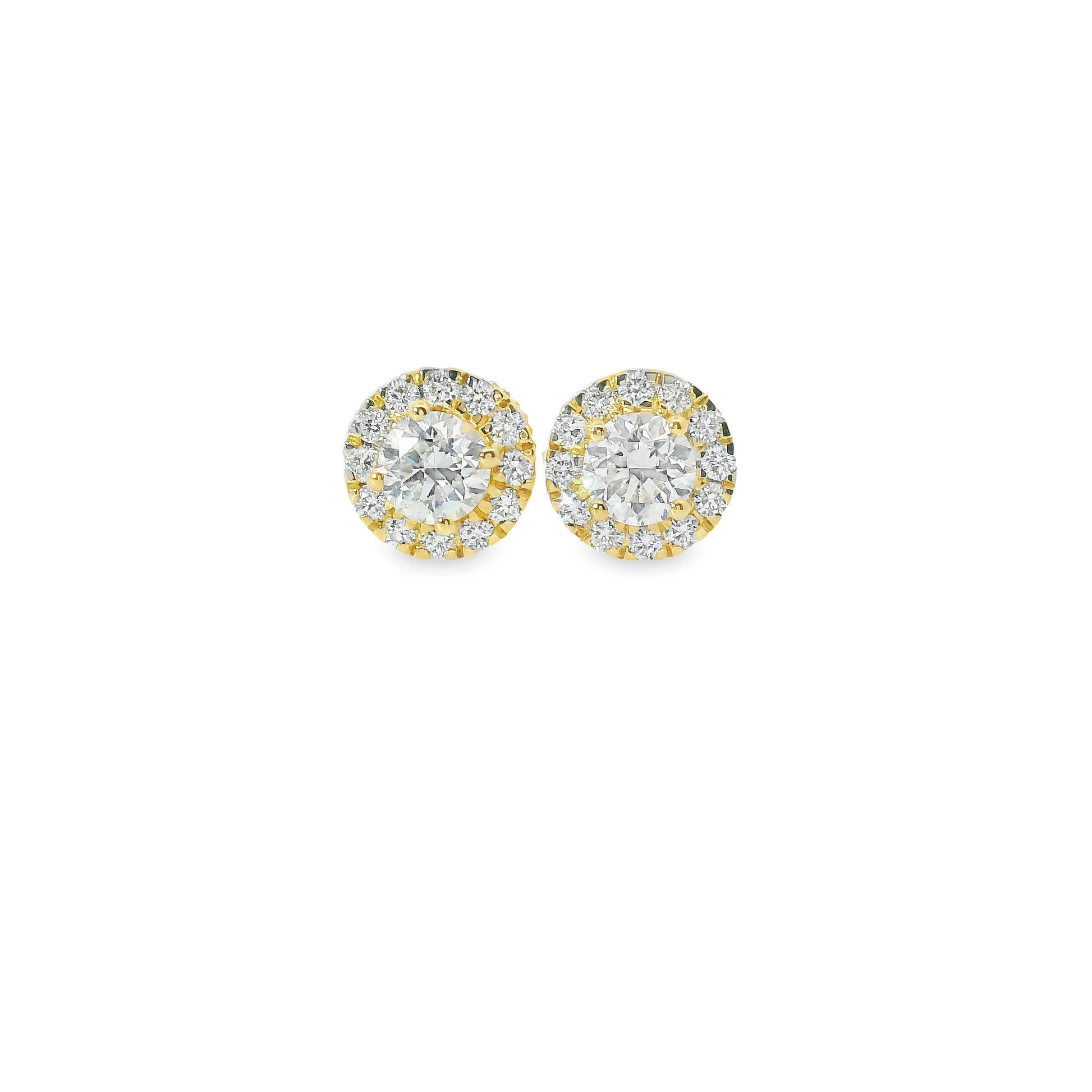 Round Shape Diamond Earrings 14K Gold 1.00 Carat