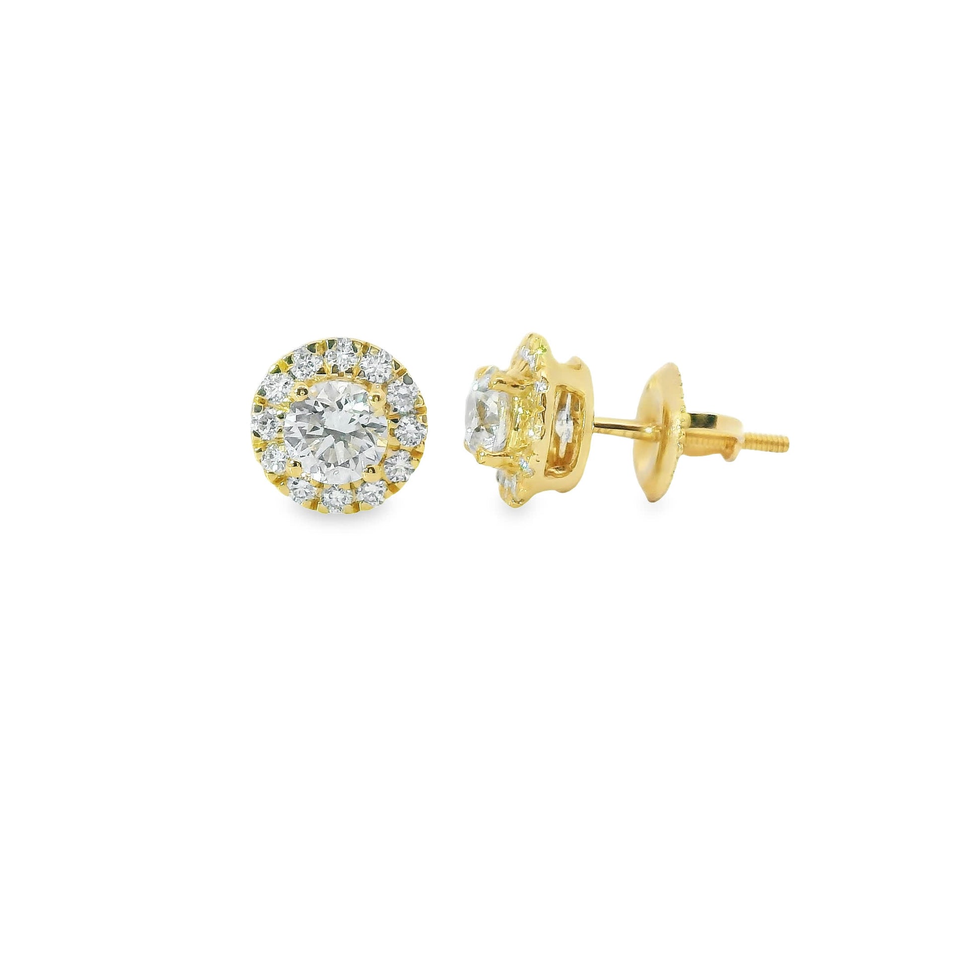Round Shape Diamond Earrings 14K Gold 1.00 Carat