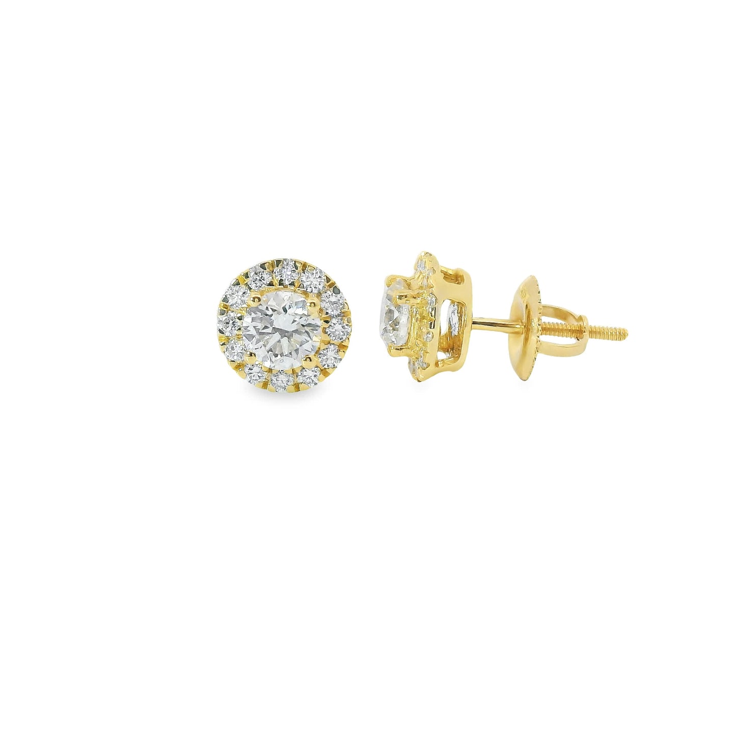 Round Shape Diamond Earrings 14K Gold 1.00 Carat