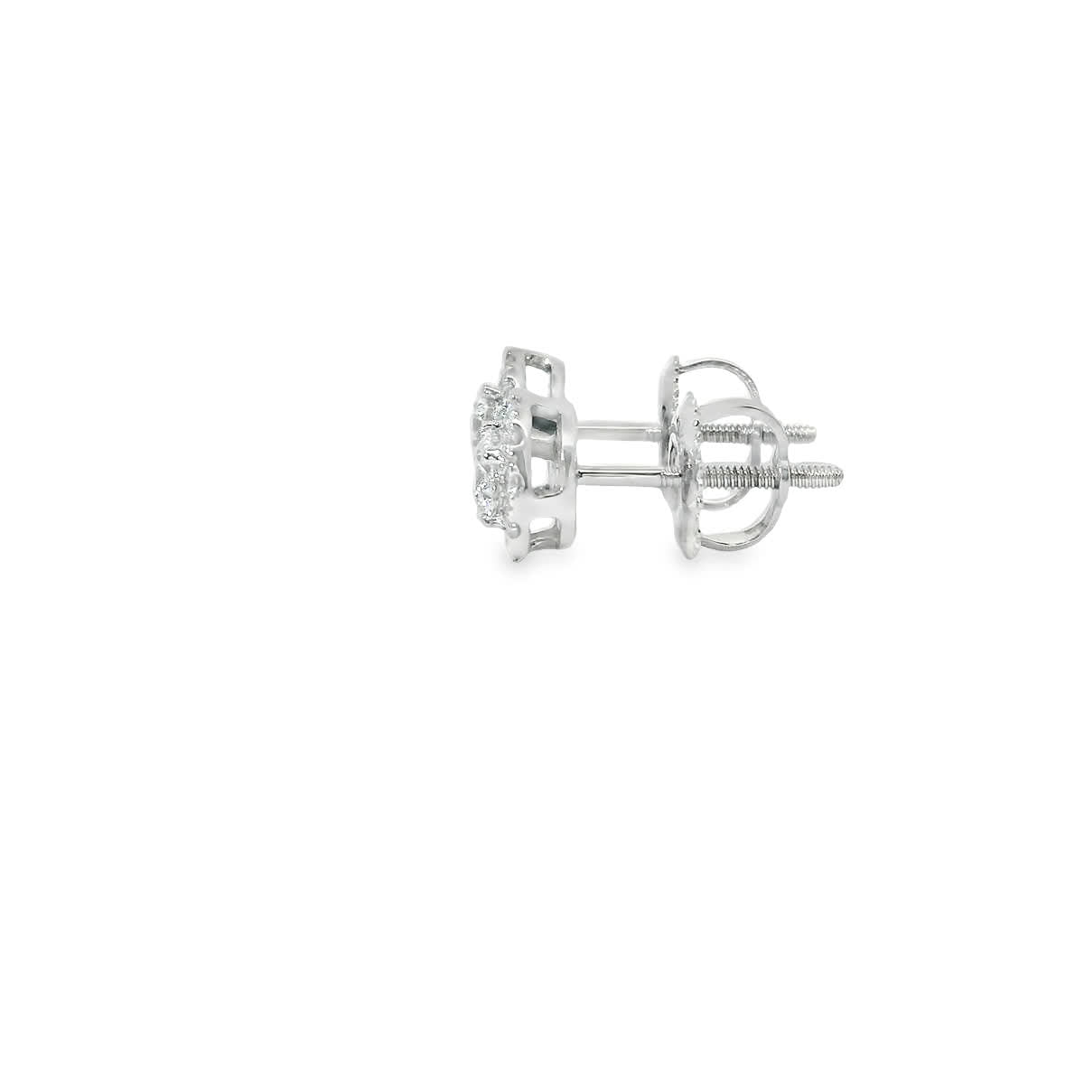 Circular Design Earrings 14K Gold Round-cut Diamonds 0.50 Carat