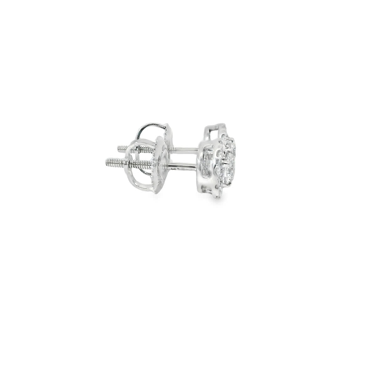 Circular Design Earrings 14K Gold Round-cut Diamonds 0.50 Carat