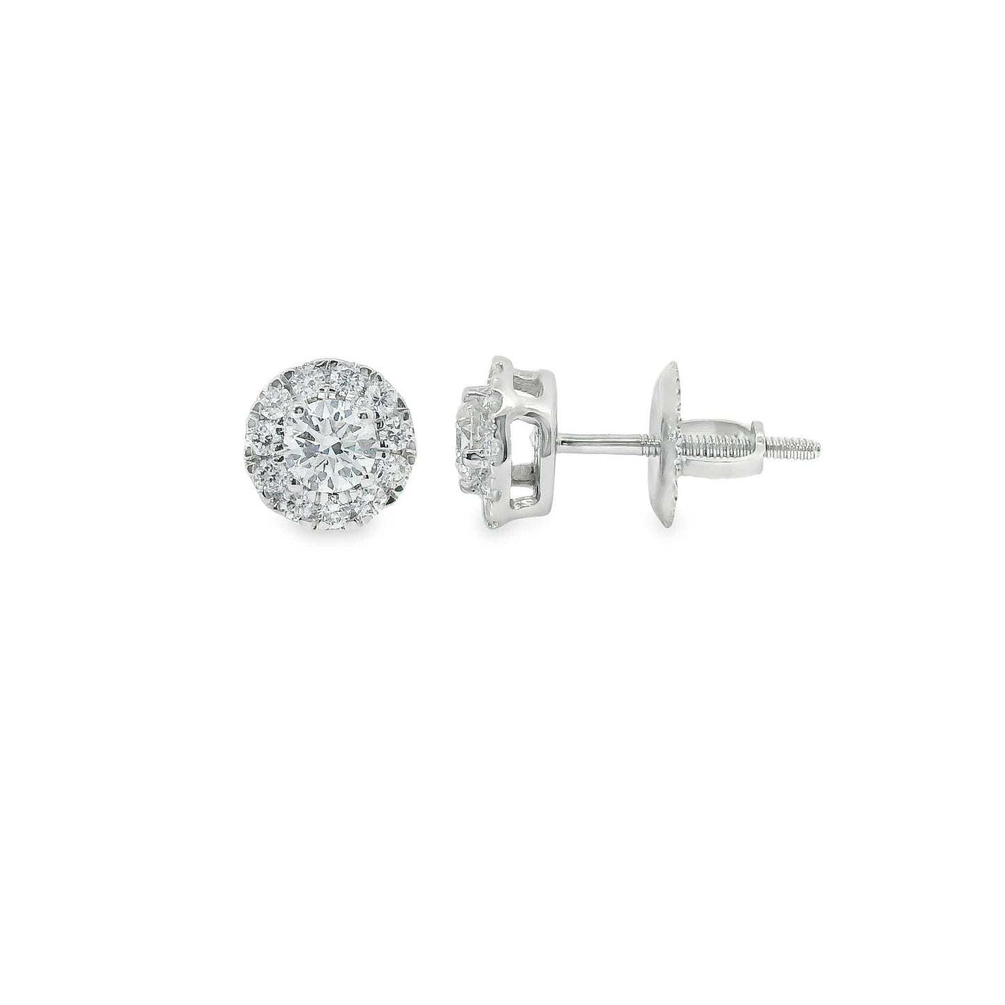 Circular Design Earrings 14K Gold Round-cut Diamonds 0.50 Carat