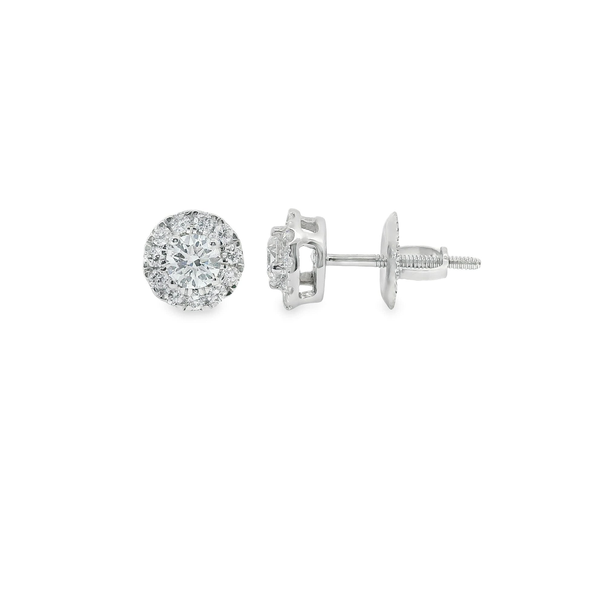 Circular Design Earrings 14K Gold Round-cut Diamonds 0.50 Carat