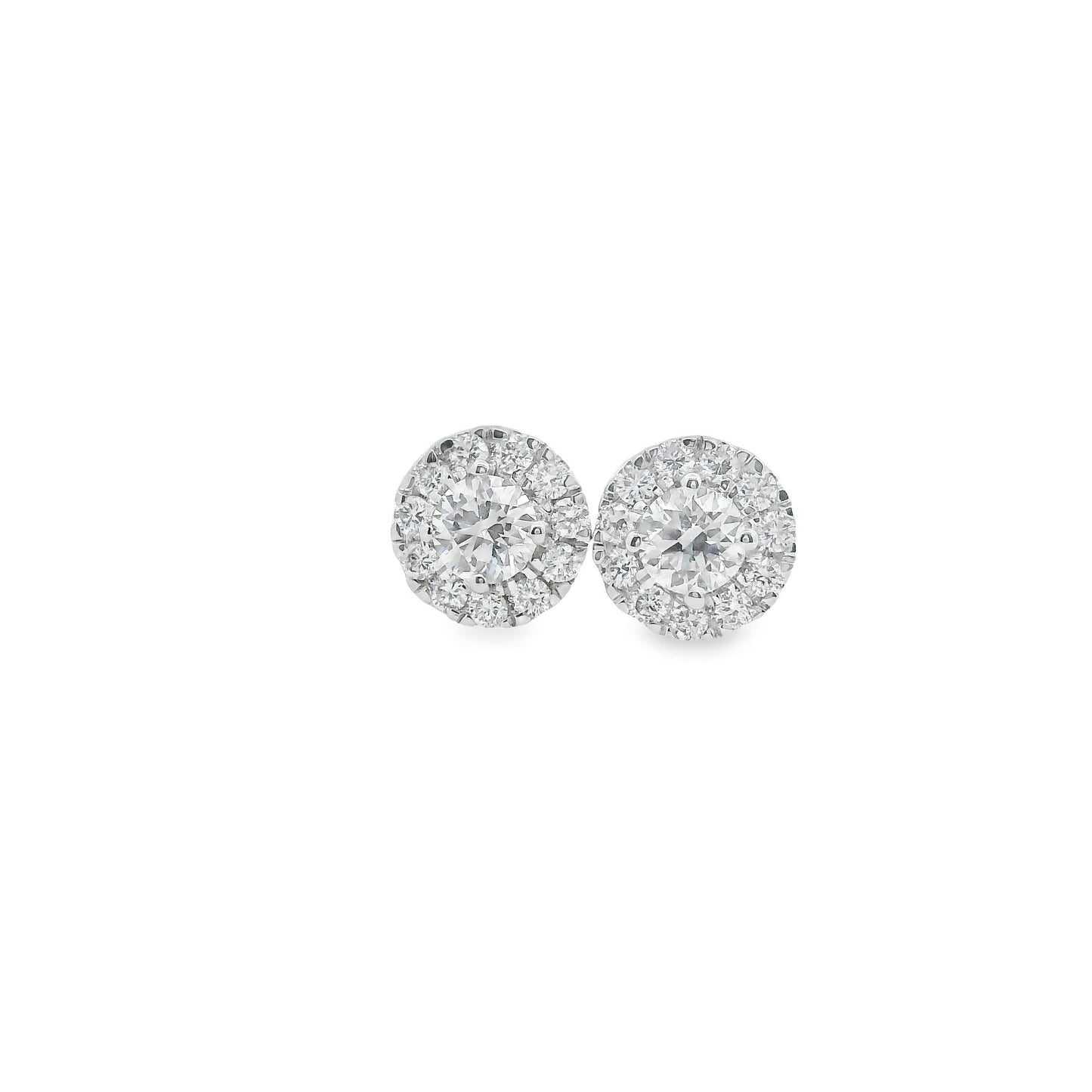 Circular Design Earrings 14K Gold Round-cut Diamonds 0.50 Carat