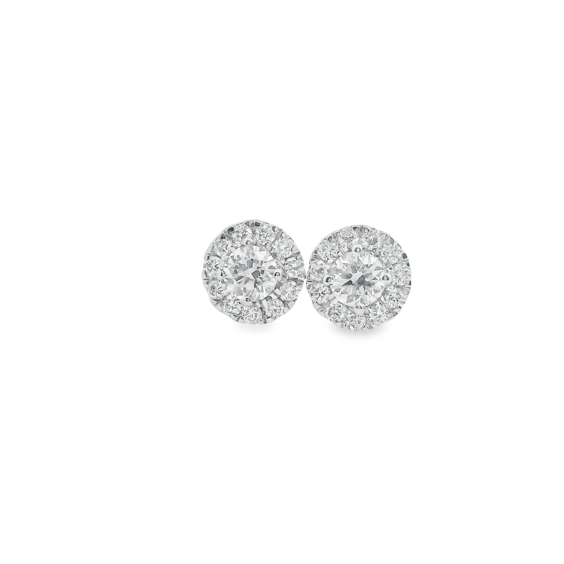 Circular Design Earrings 14K Gold Round-cut Diamonds 0.50 Carat