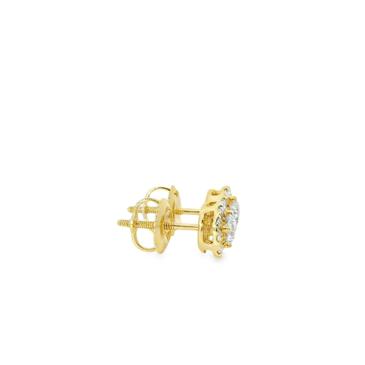 Circular Design Earrings 14K Gold Round-cut Diamonds 0.50 Carat