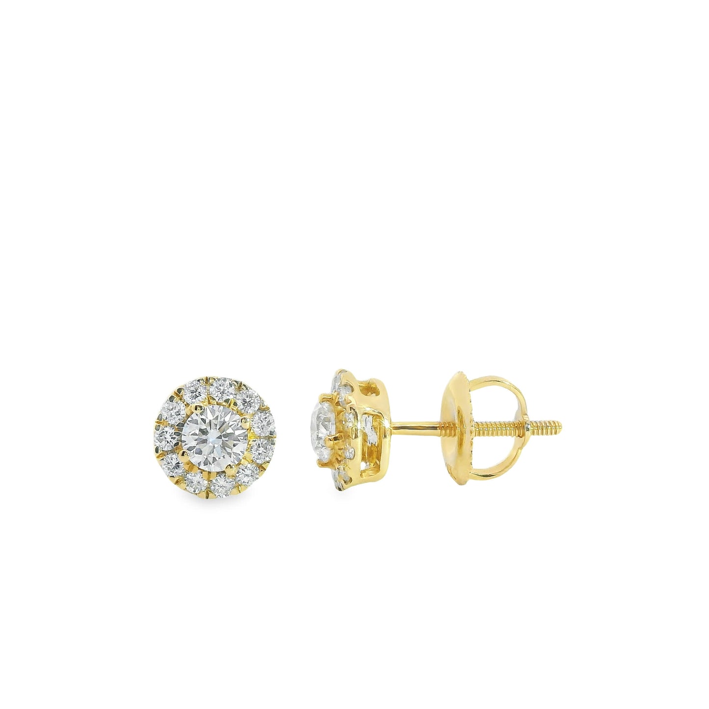 Circular Design Earrings 14K Gold Round-cut Diamonds 0.50 Carat