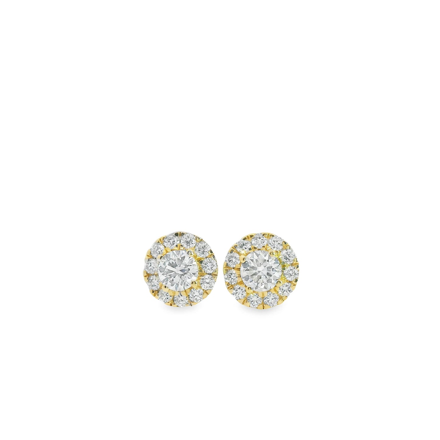 Circular Design Earrings 14K Gold Round-cut Diamonds 0.50 Carat