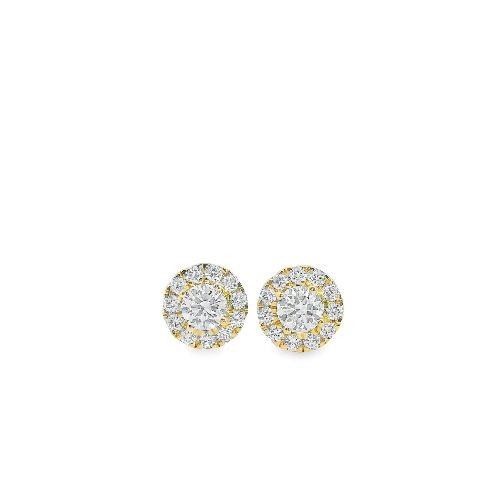 Circular Design Earrings 14K Gold Round-cut Diamonds 0.50 Carat