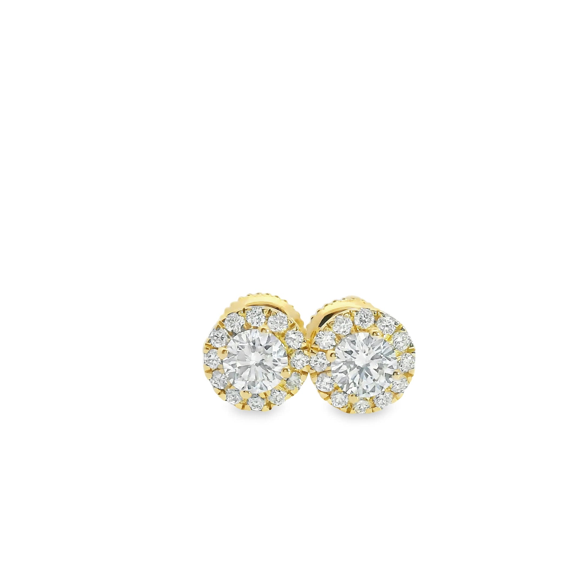 Circular Design Earrings 14K Gold Round-cut Diamonds 0.50 Carat