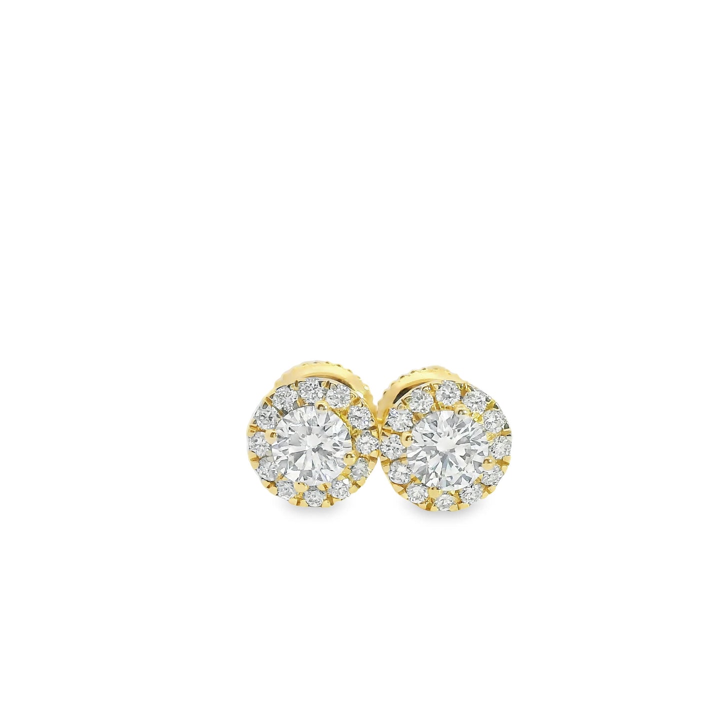 Circular Design Earrings 14K Gold Round-cut Diamonds 0.75 Carat