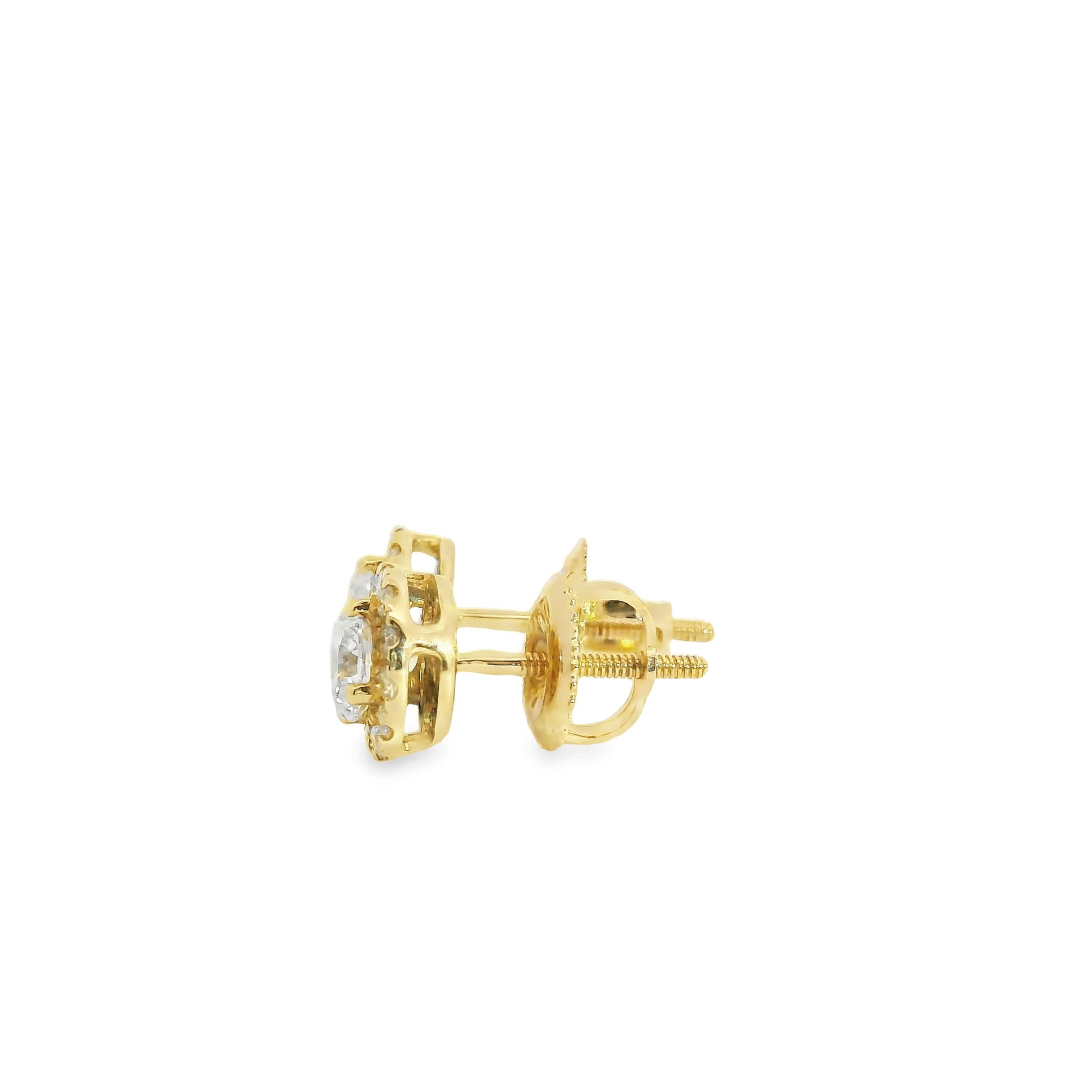Circular Design Earrings 14K Gold Round-cut Diamonds 0.75 Carat
