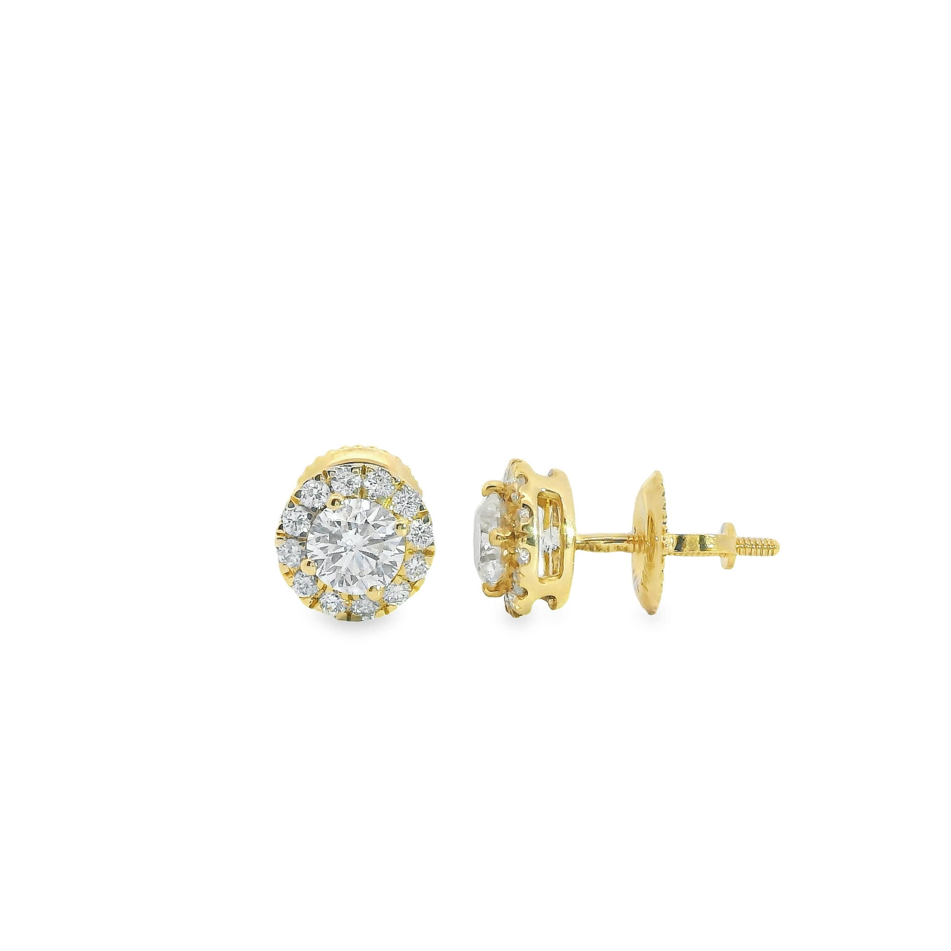 Circular Design Earrings 14K Gold Round-cut Diamonds 0.75 Carat