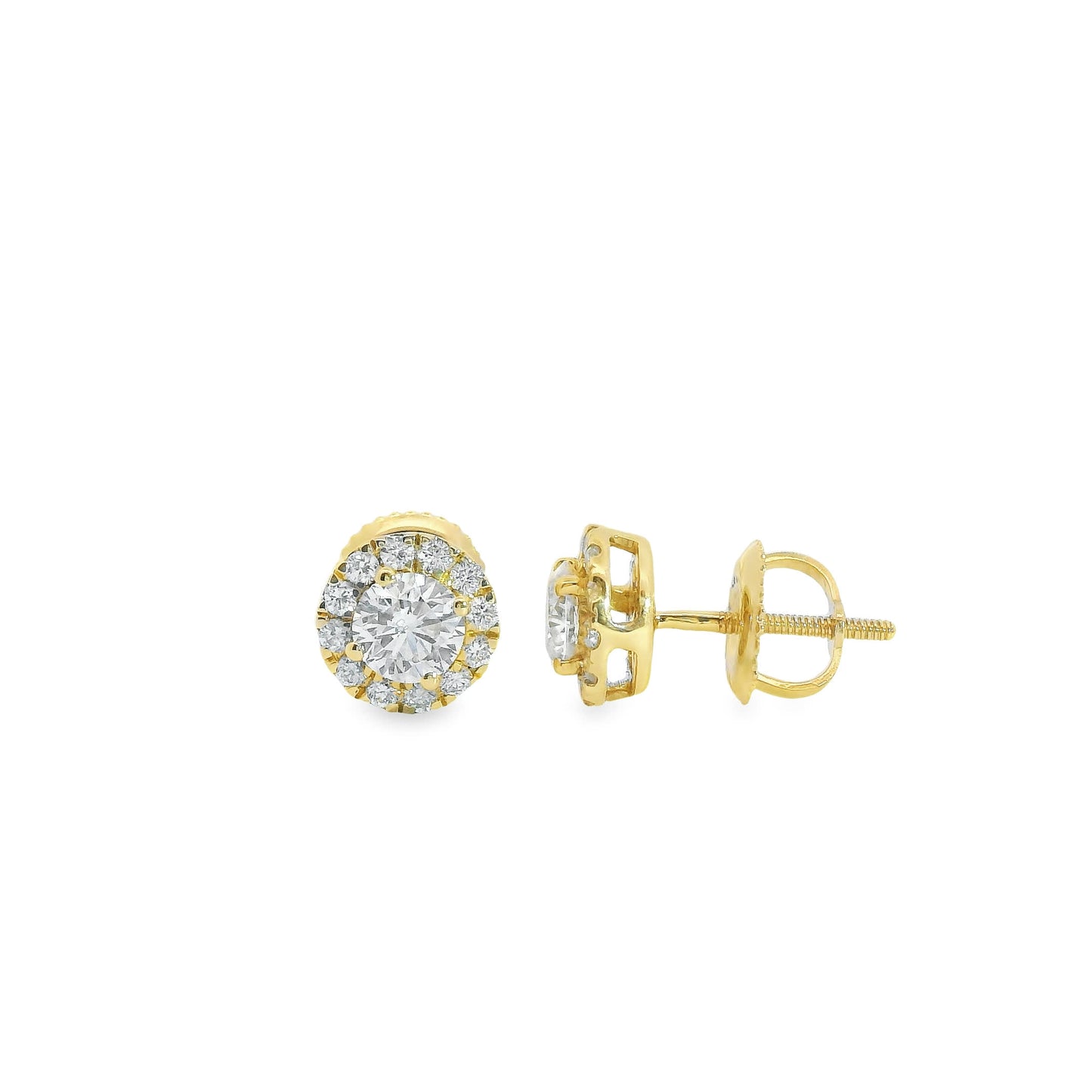 Circular Design Earrings 14K Gold Round-cut Diamonds 0.75 Carat
