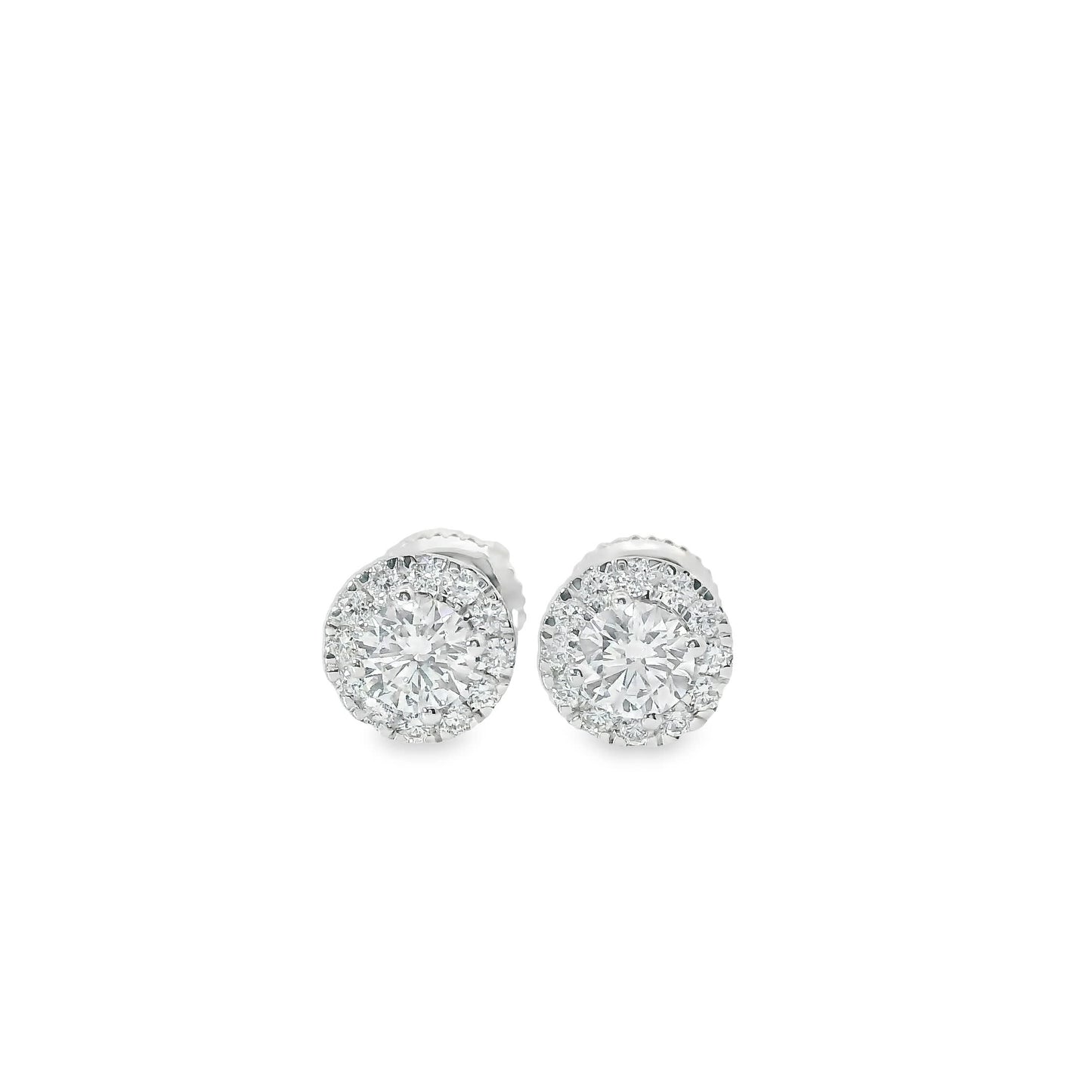 Circular Design Earrings 14K Gold Round-cut Diamonds 0.75 Carat