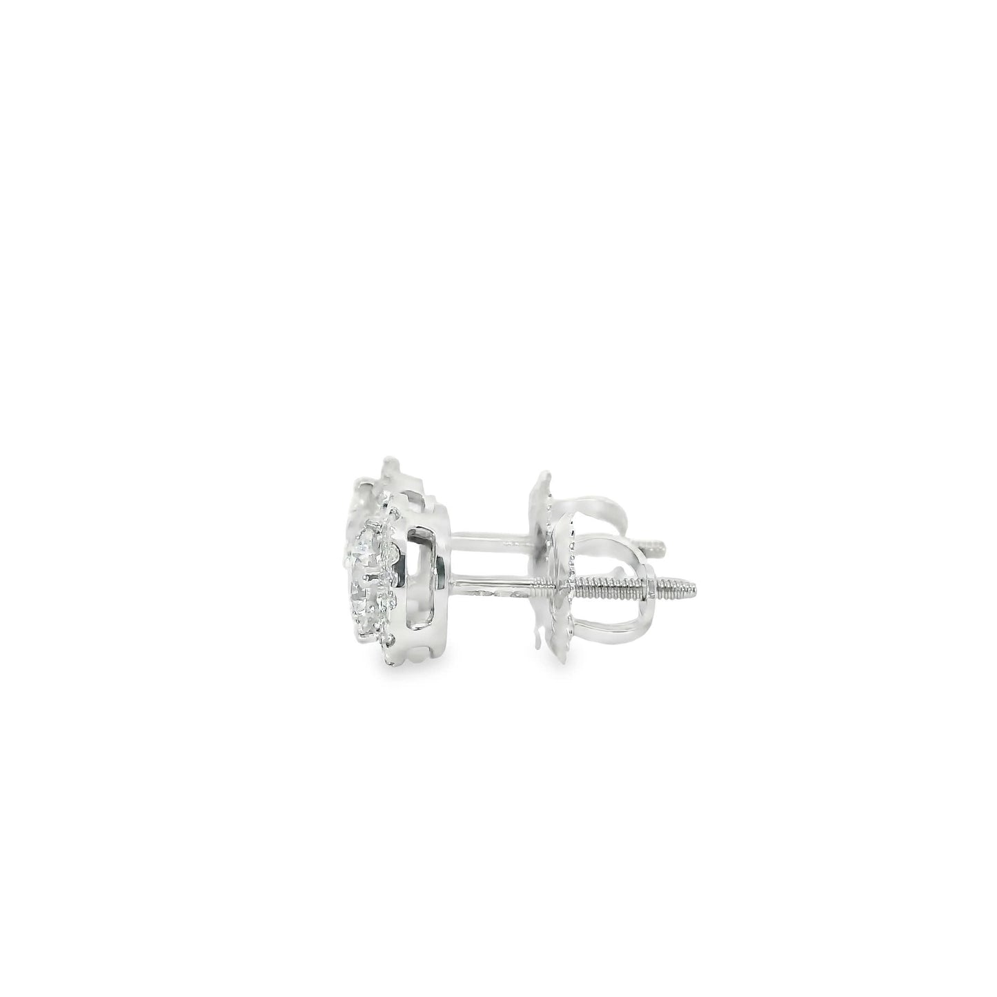 Circular Design Earrings 14K Gold Round-cut Diamonds 0.75 Carat