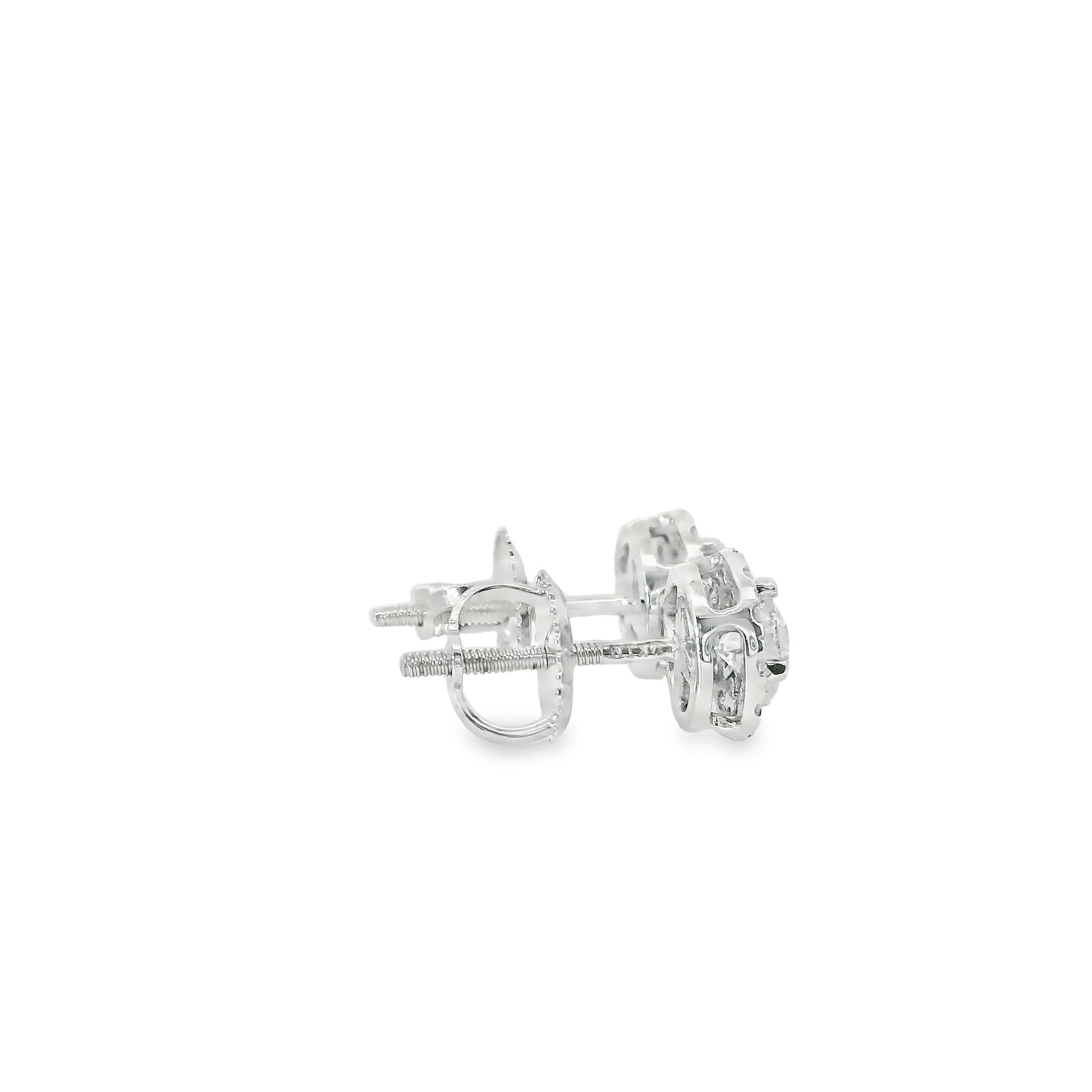 Circular Design Earrings 14K Gold Round-cut Diamonds 0.75 Carat
