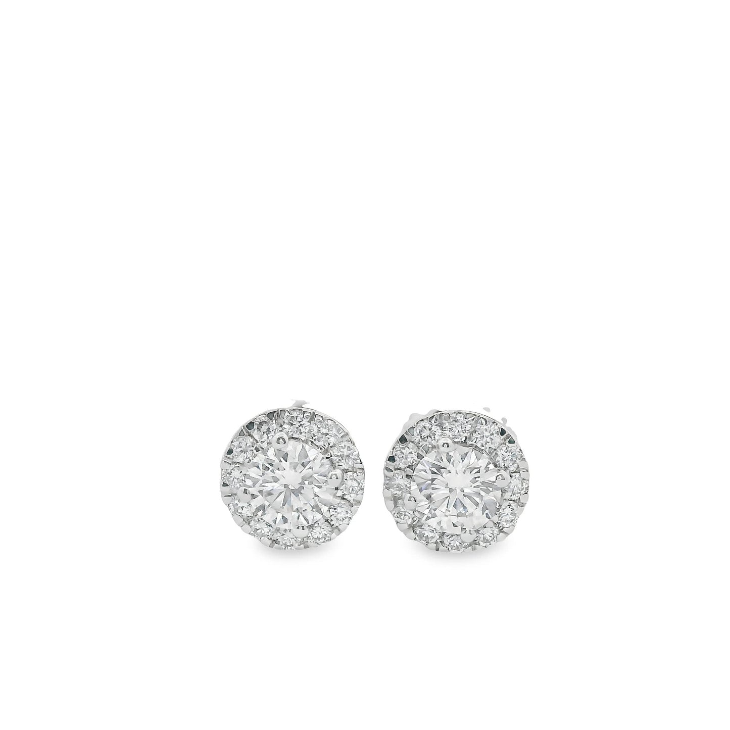 Circular Design Earrings 14K Gold Round-cut Diamonds 0.75 Carat