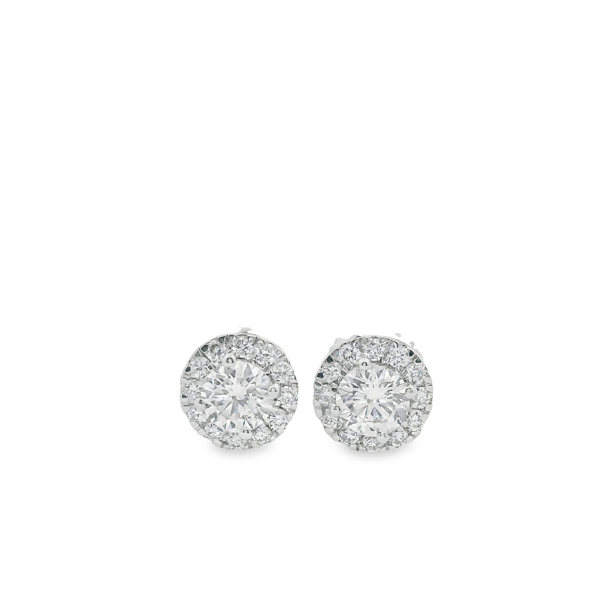 Circular Design Earrings 14K Gold Round-cut Diamonds 0.75 Carat