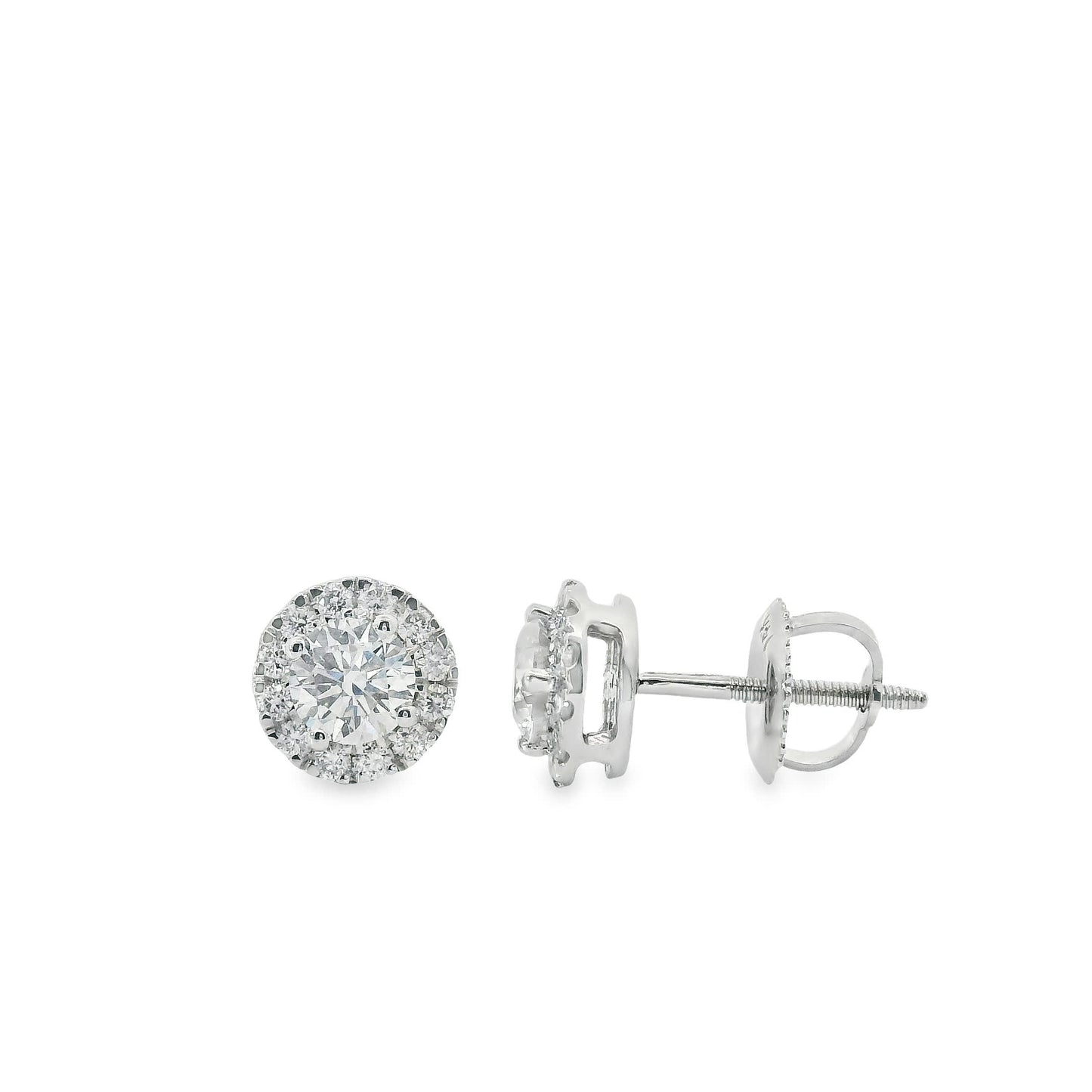 Circular Design Earrings 14K Gold Round-cut Diamonds 0.75 Carat