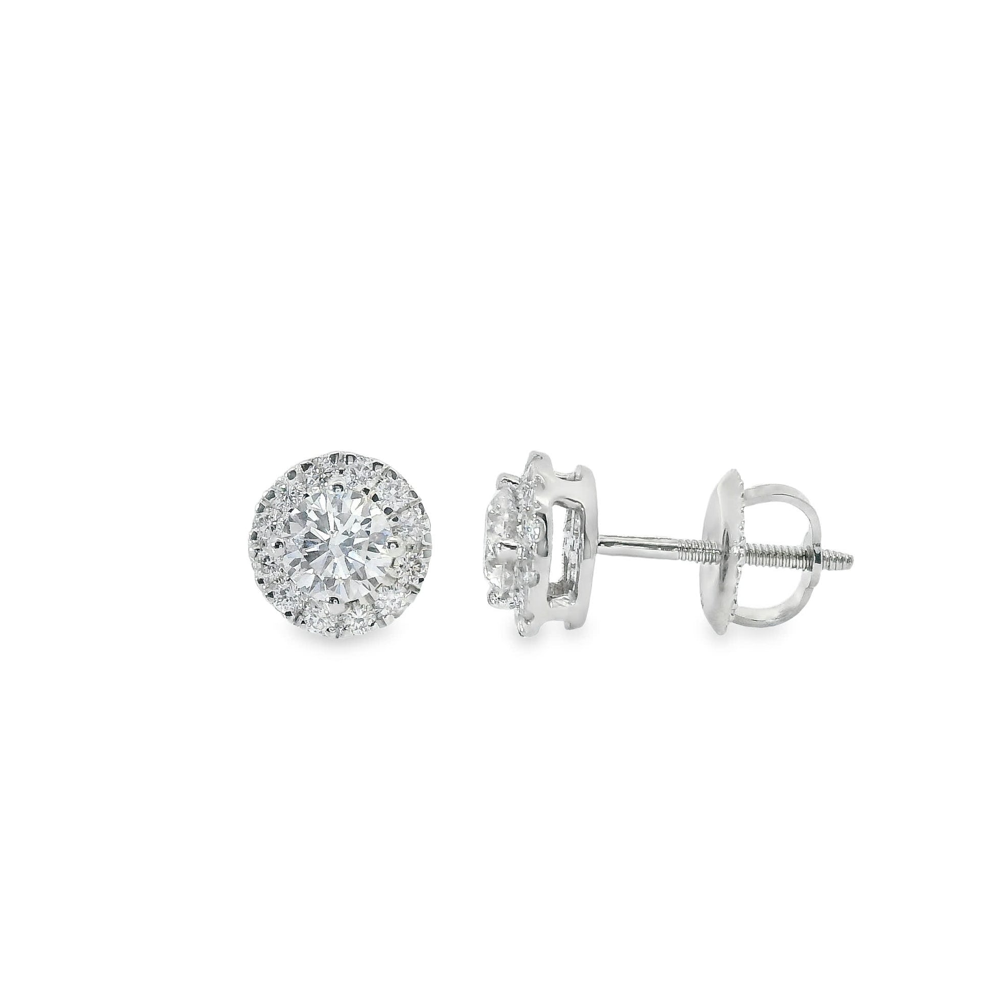 Circular Design Earrings 14K Gold Round-cut Diamonds 0.75 Carat