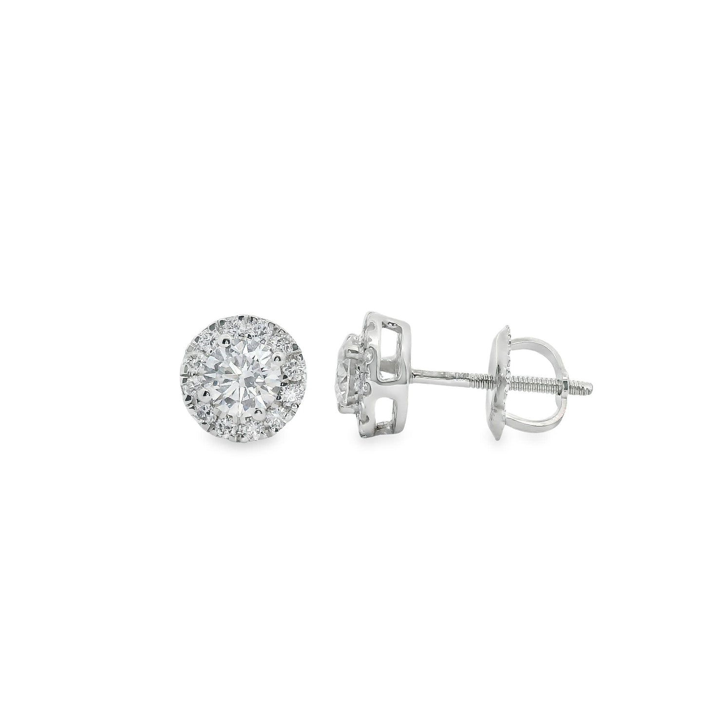 Circular Design Earrings 14K Gold Round-cut Diamonds 0.75 Carat