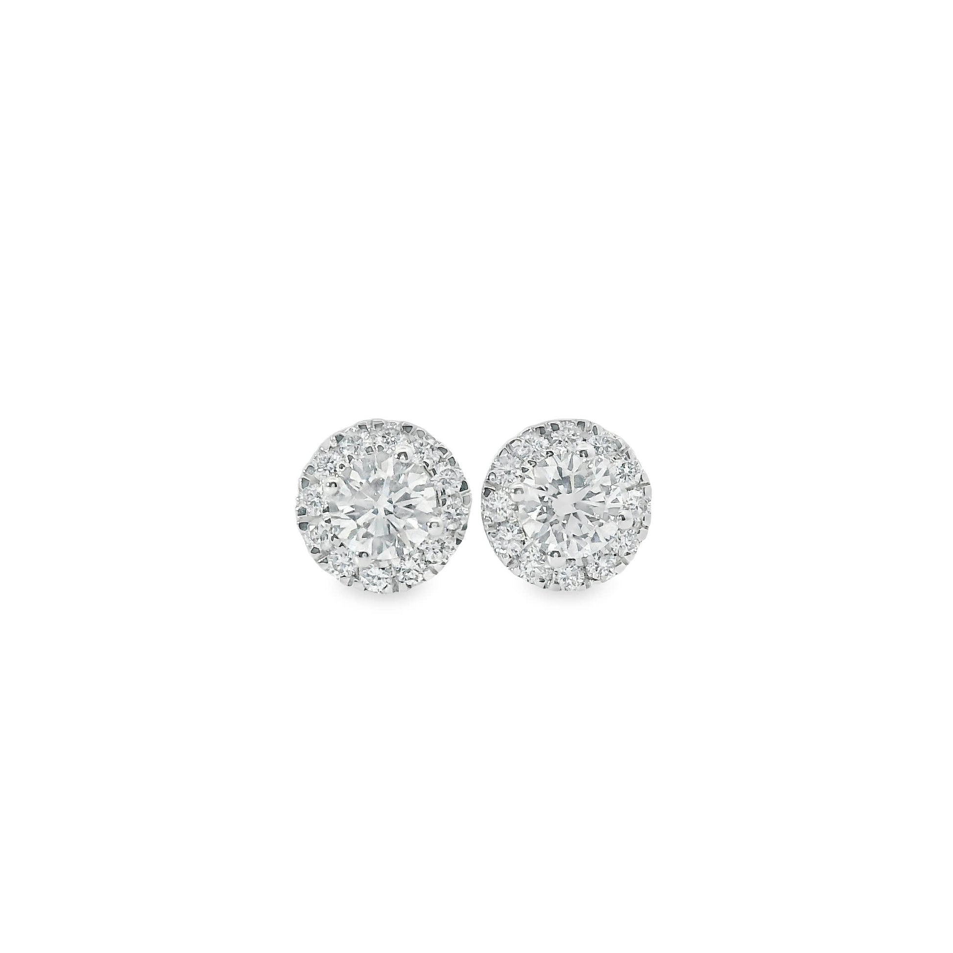 Circular Design Earrings 14K Gold Round-cut Diamonds 0.75 Carat