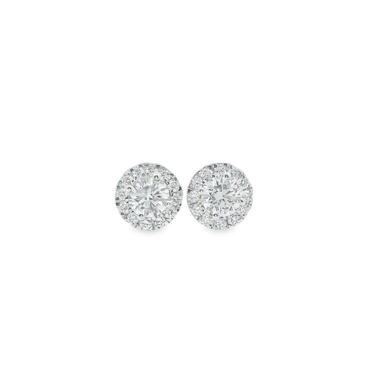 Circular Design Earrings 14K Gold Round-cut Diamonds 0.75 Carat