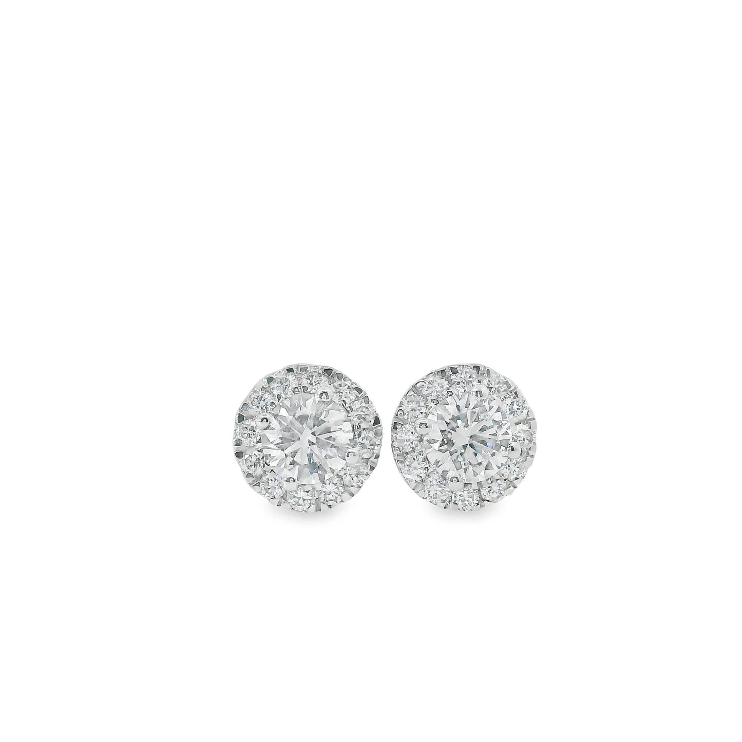 Circular Design Earrings 14K Gold Round-cut Diamonds 0.75 Carat