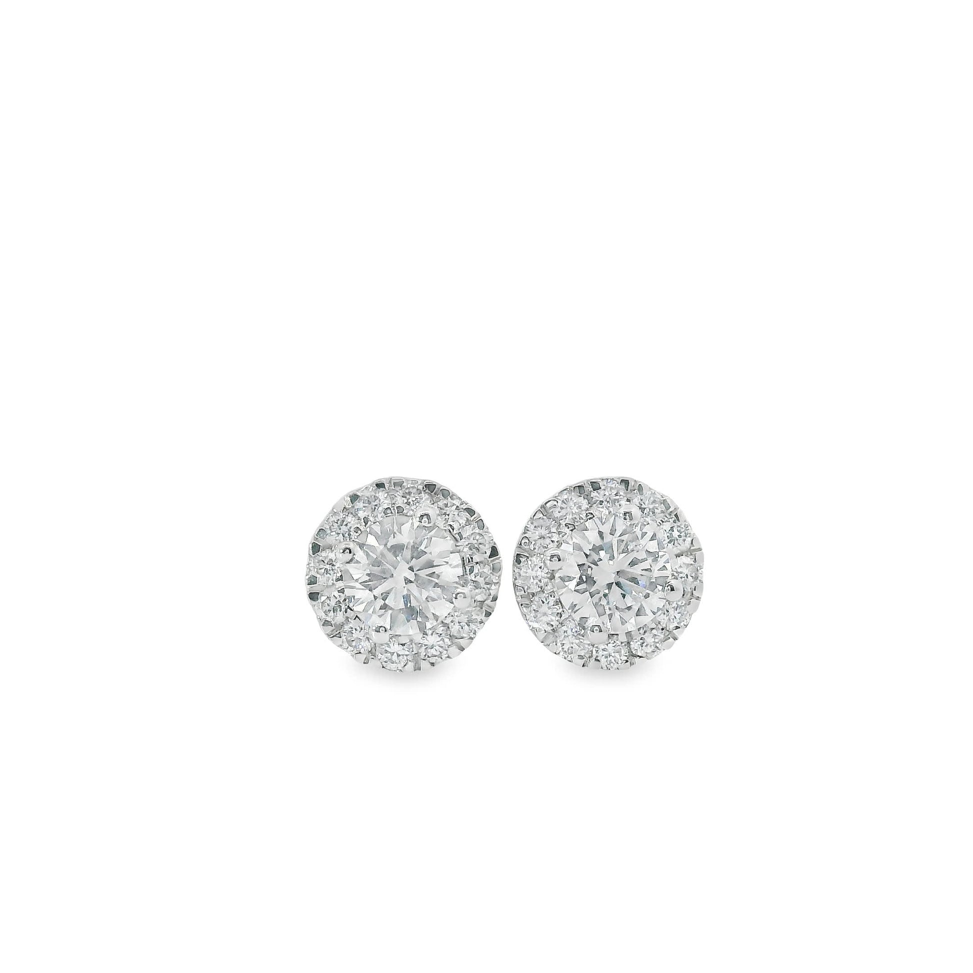 Circular Design Earrings 14K Gold Round-cut Diamonds 0.75 Carat