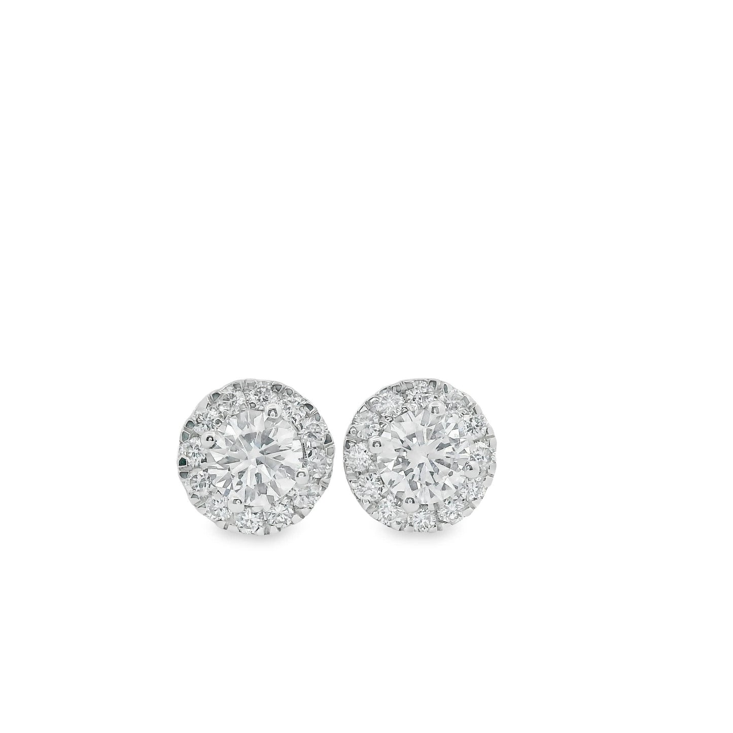 Circular Design Earrings 14K Gold Round-cut Diamonds 0.75 Carat