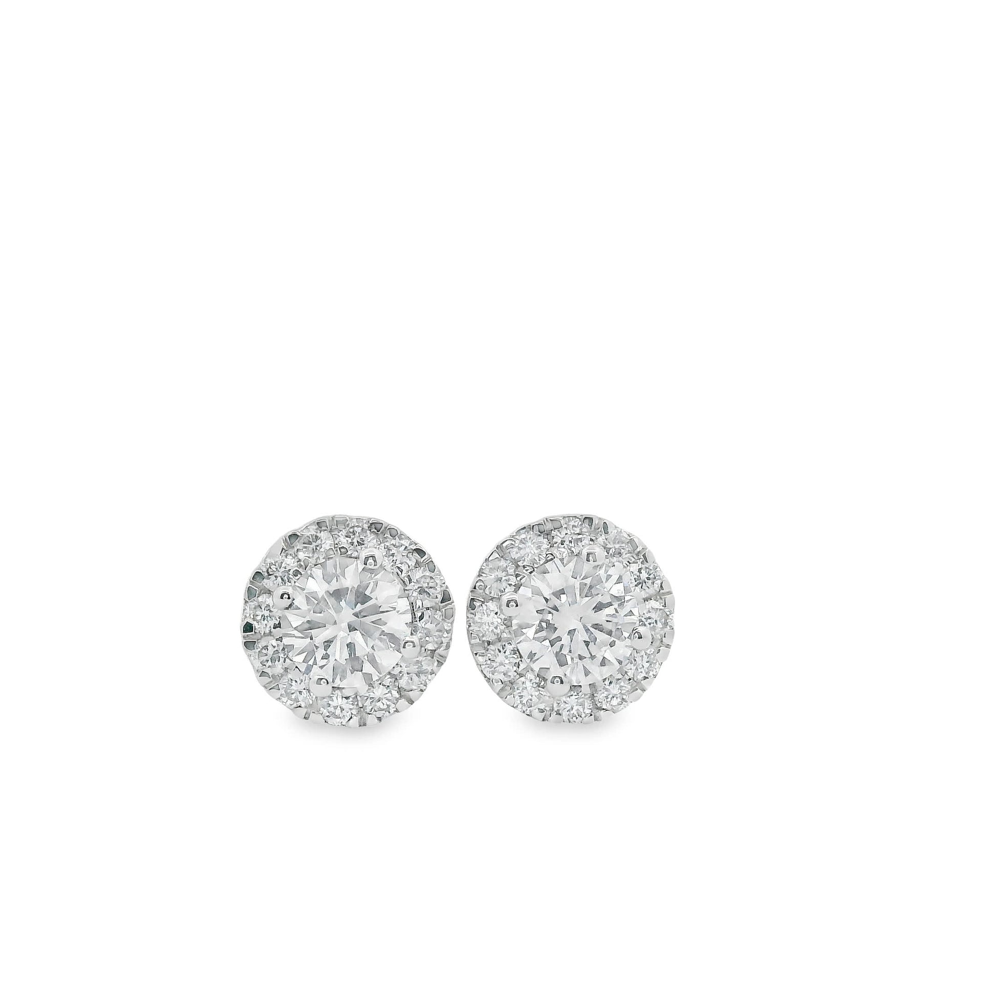 Circular Design Earrings 14K Gold Round-cut Diamonds 0.75 Carat