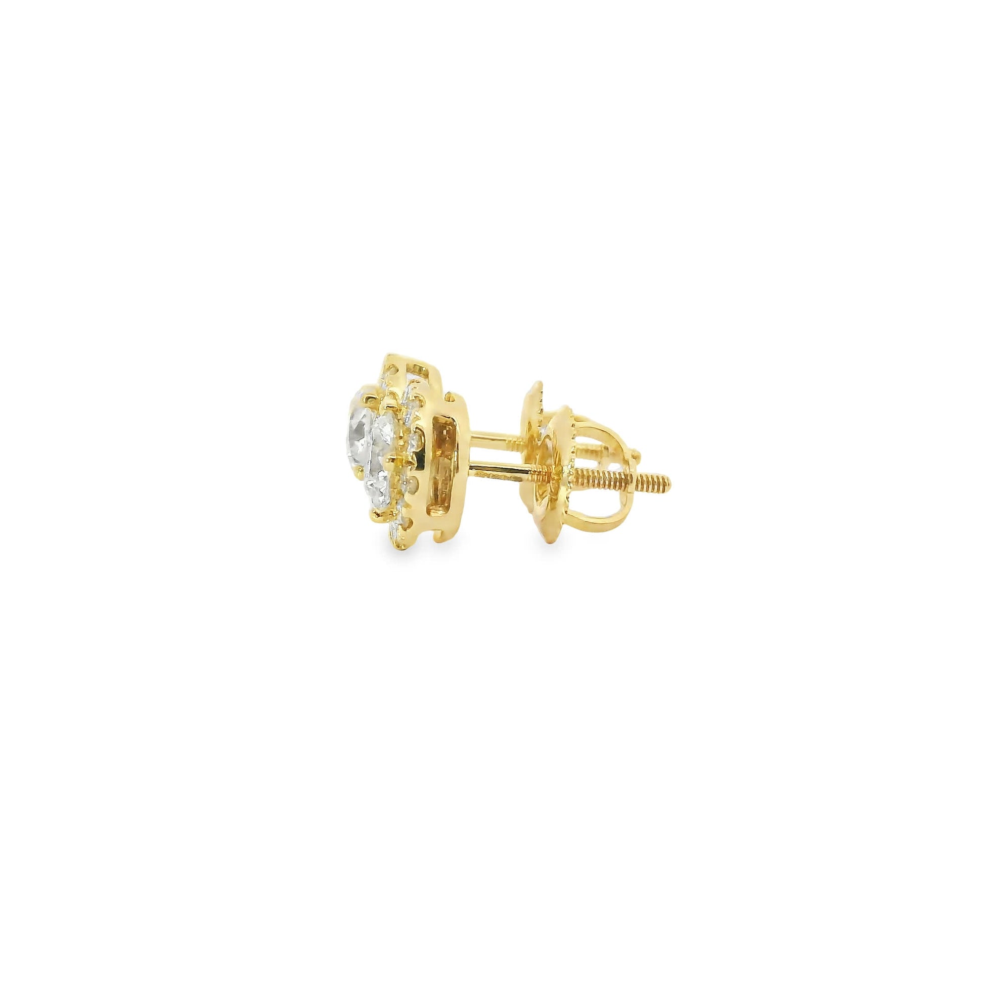 Circular Design Stud Earrings 14K Yellow Gold Round-cut Diamonds 1.00 Carat