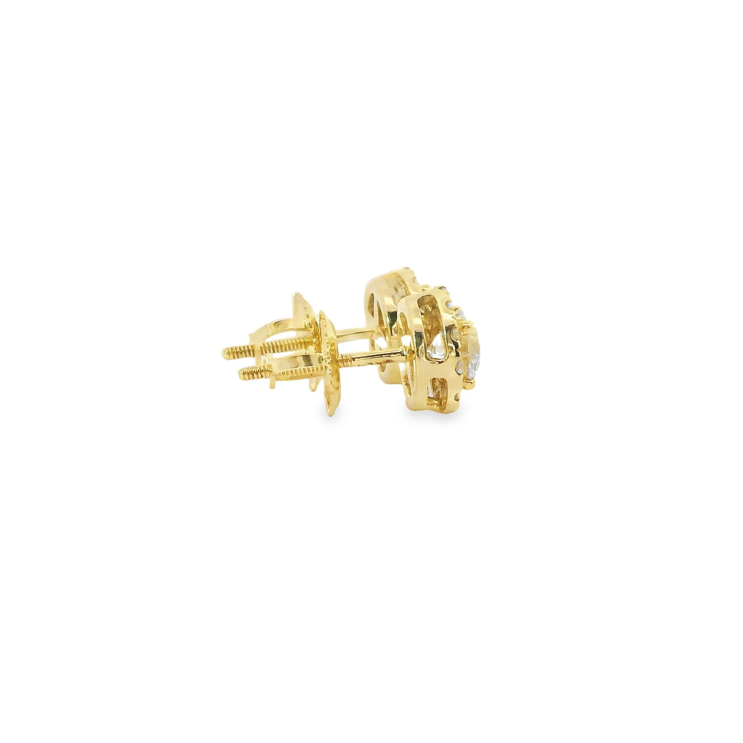 Circular Design Stud Earrings 14K Yellow Gold Round-cut Diamonds 1.00 Carat