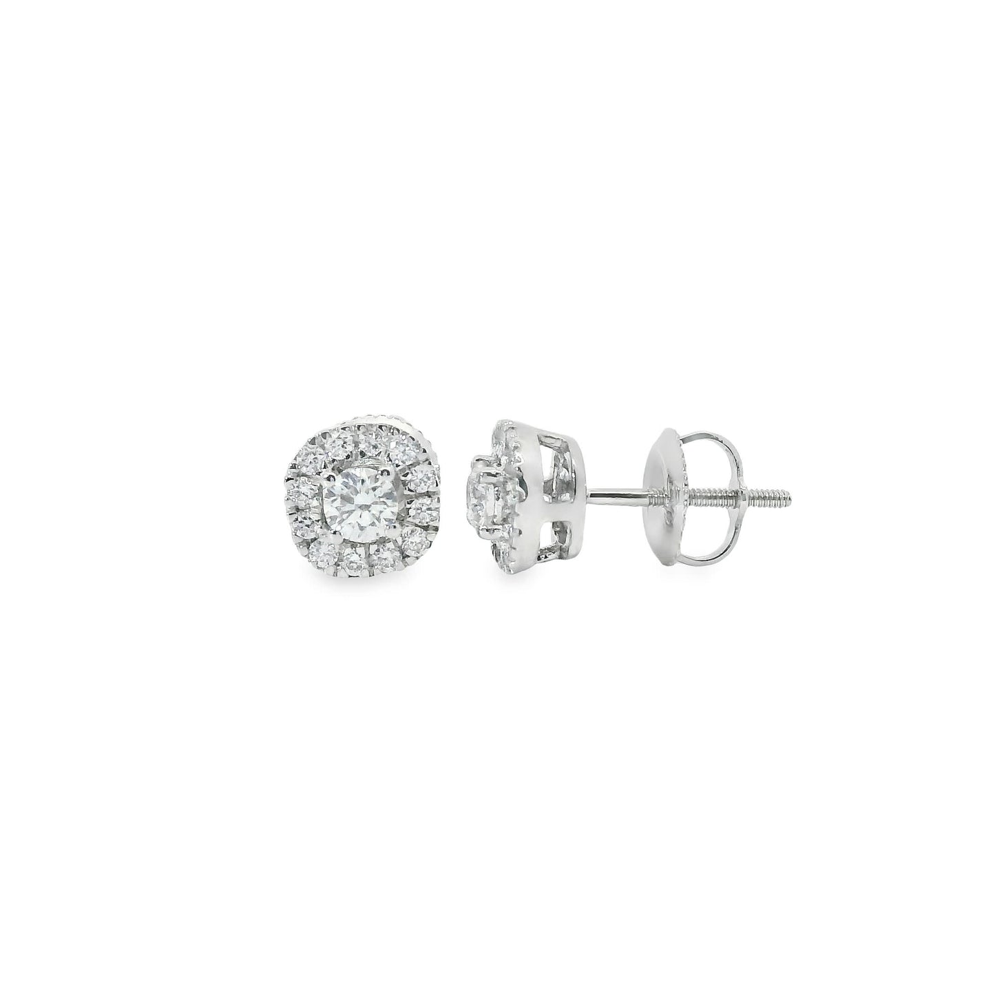 14K Gold Round-cut Diamonds  Stud Earrings 0.50 Carat