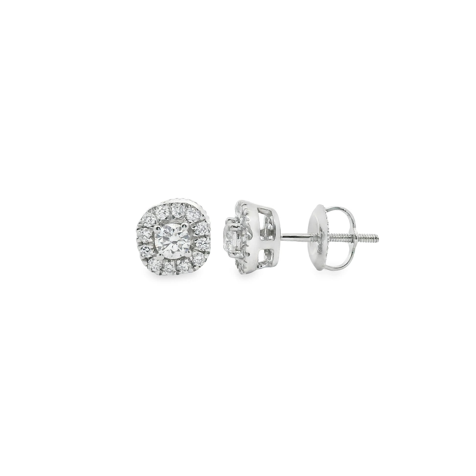 14K Gold Round-cut Diamonds  Stud Earrings 0.50 Carat