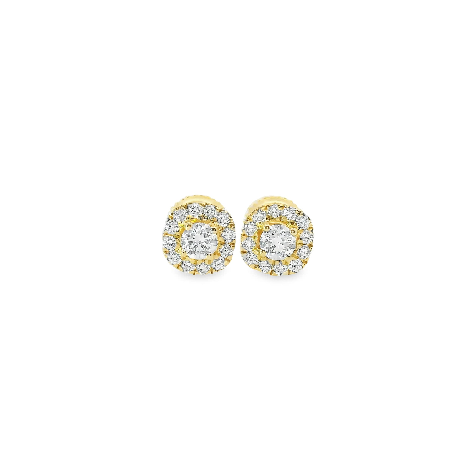 14K Gold Round-cut Diamonds  Stud Earrings 0.50 Carat