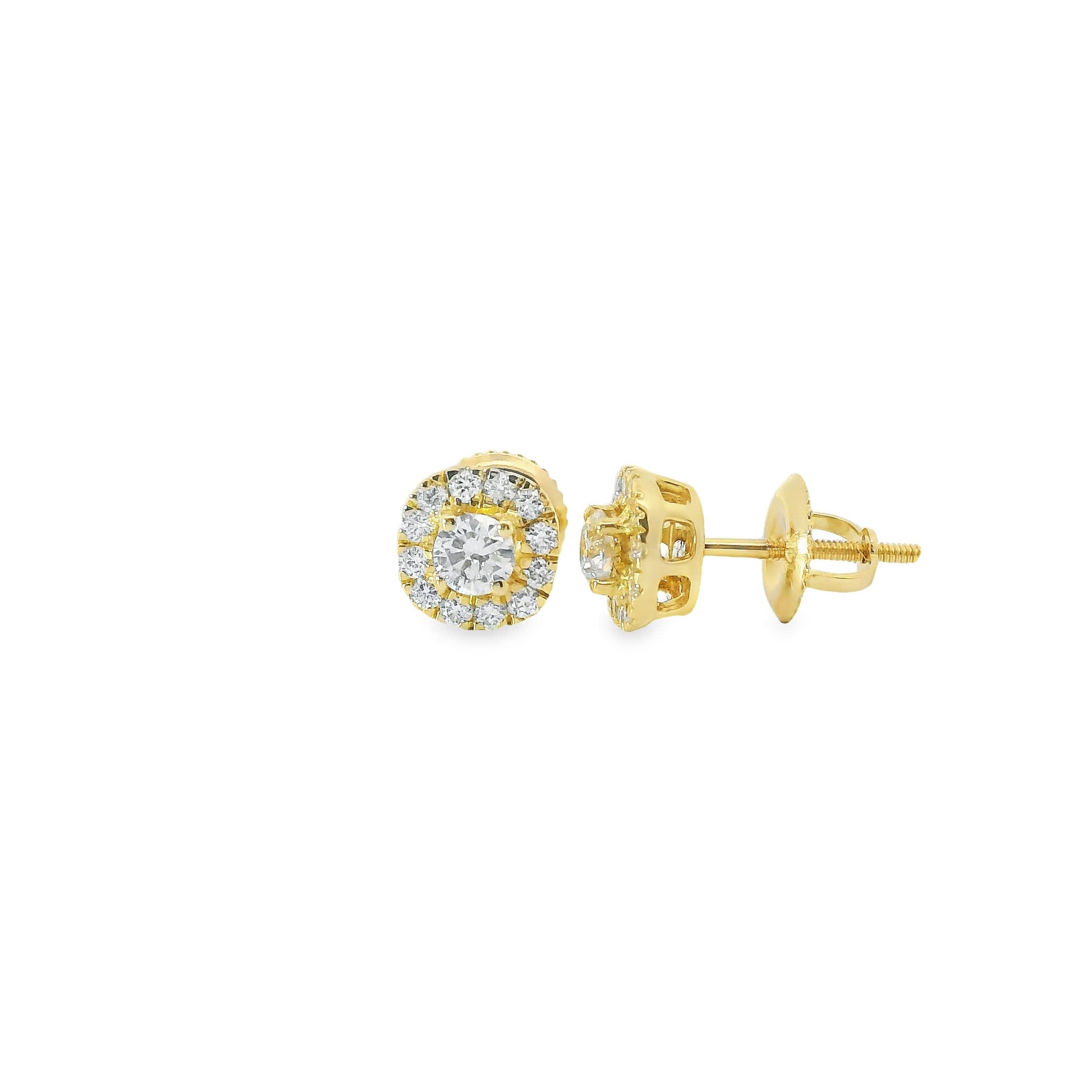 14K Gold Round-cut Diamonds  Stud Earrings 0.50 Carat