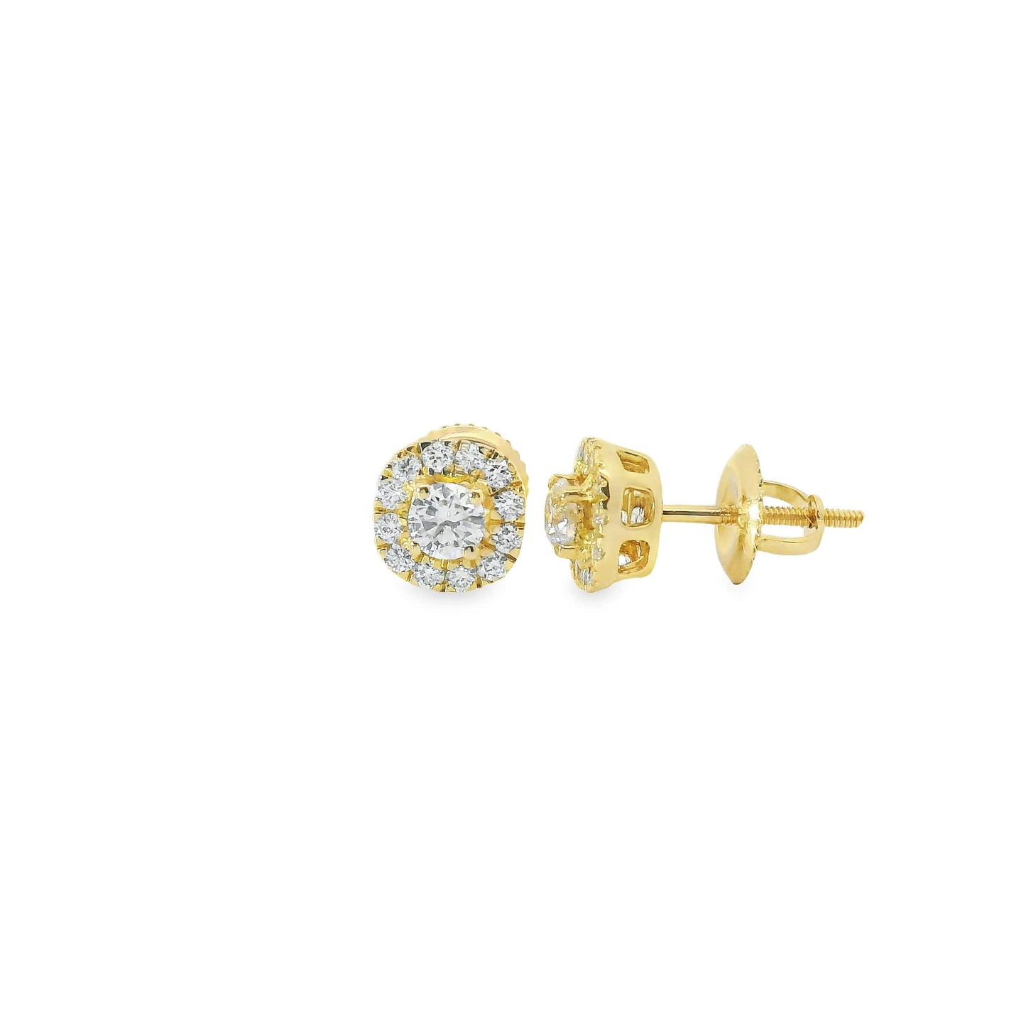 14K Gold Round-cut Diamonds  Stud Earrings 0.50 Carat
