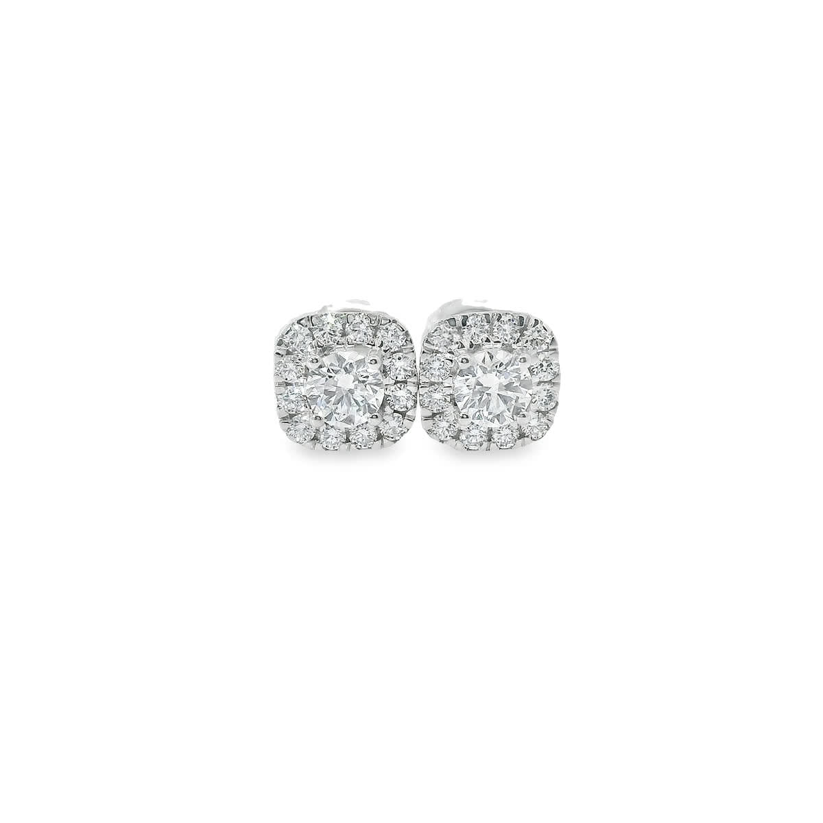 14K Gold Round-cut Diamonds Earrings 1.00 Carat
