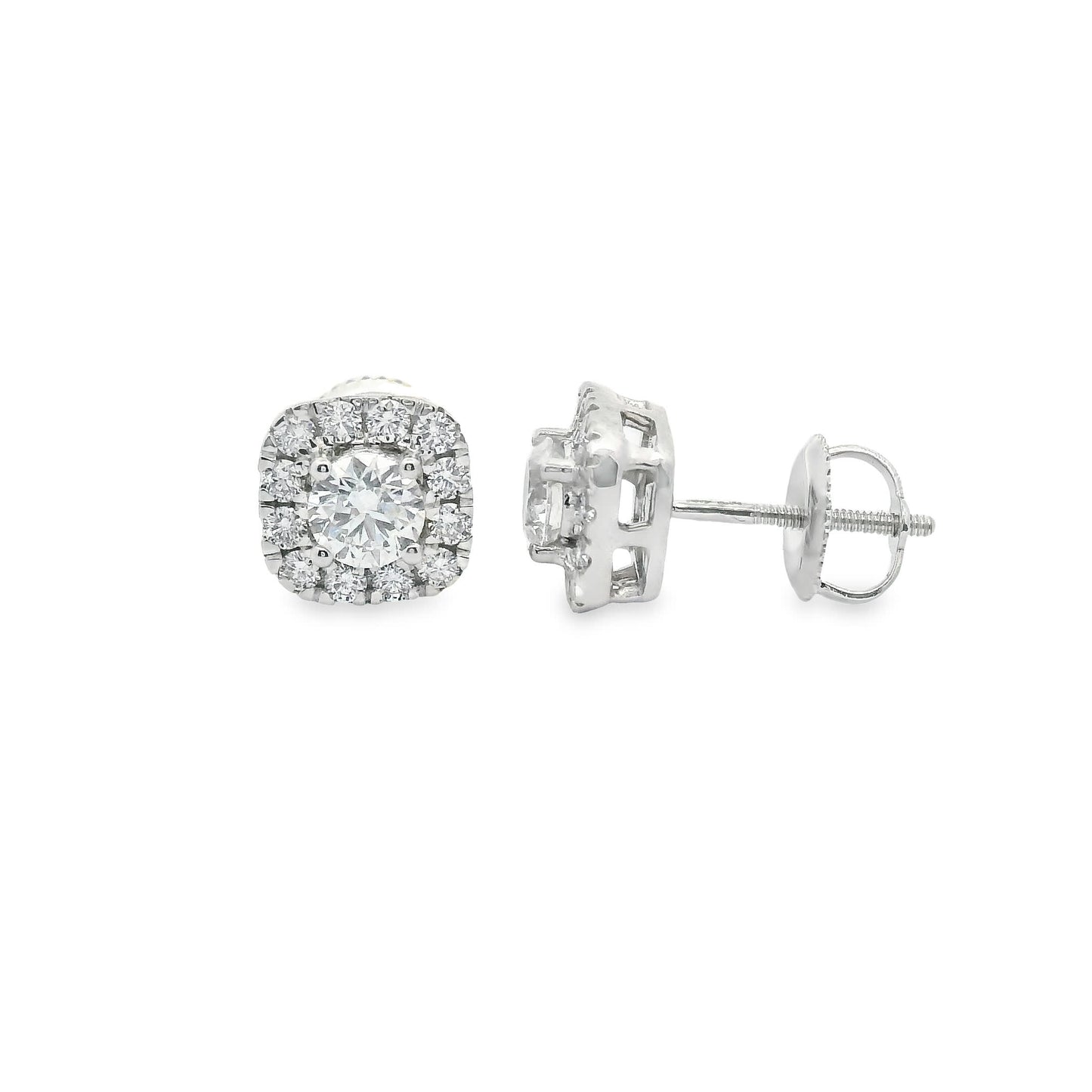 14K Gold Round-cut Diamonds Earrings 1.00 Carat