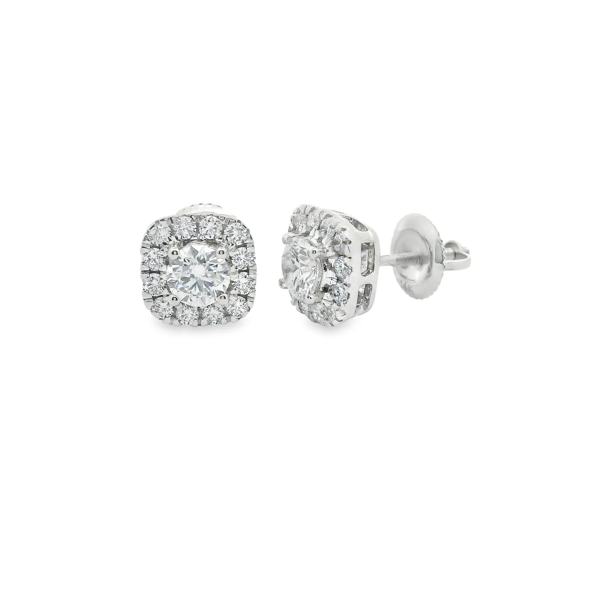 14K Gold Round-cut Diamonds Earrings 1.00 Carat