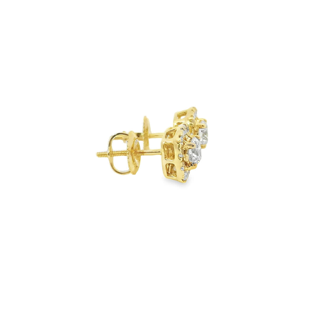 14K Gold Round-cut Diamonds Earrings 1.00 Carat