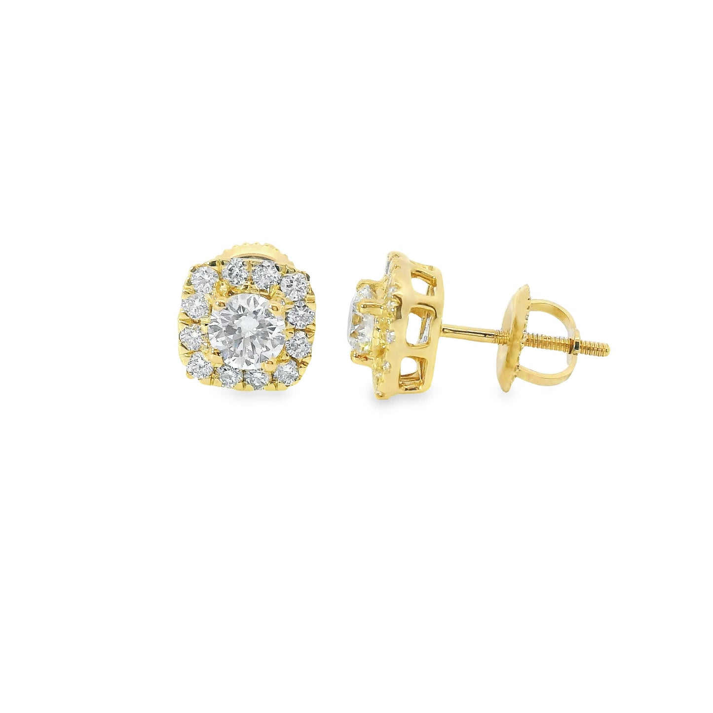 14K Gold Round-cut Diamonds Earrings 1.00 Carat