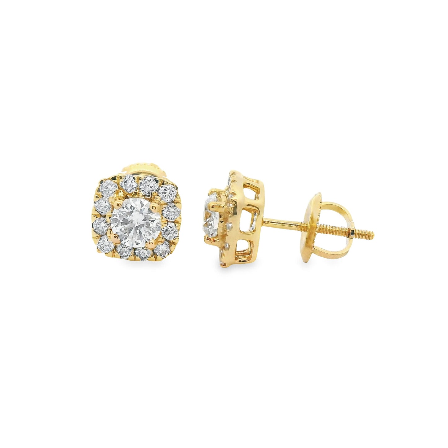 14K Gold Round-cut Diamonds Earrings 1.00 Carat
