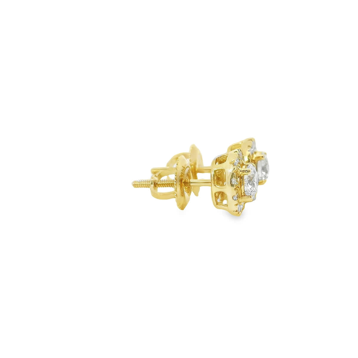 14K Gold Round-cut Diamonds Stud Earrings 0.75 Carat