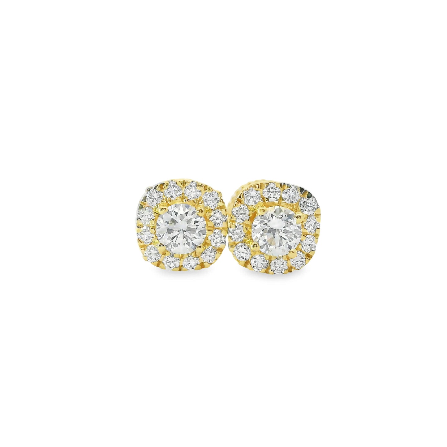 14K Gold Round-cut Diamonds Stud Earrings 0.75 Carat