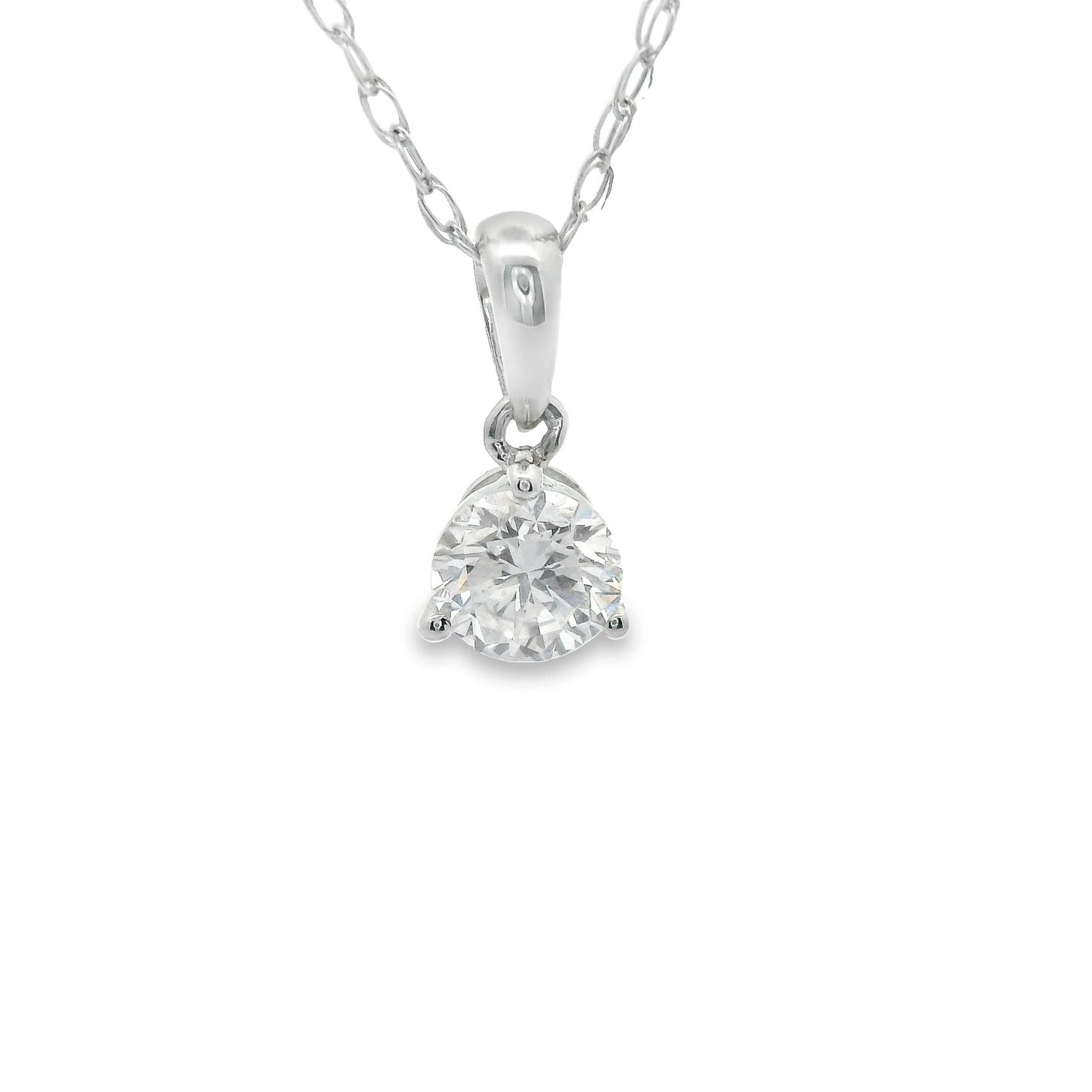 Lab Grown 14k Gold Round-Cut Diamond Pendant 0.25 Carat